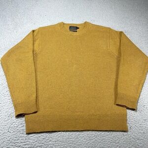 Pendleton Sweater Mens Medium Yellow Crew Neck Washable Shetland Wool Pullover